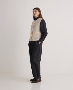 Yerse Boiled wool patch pocket gilet Ecru