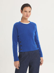 Nice Things Button detail short knit jumper Royal Blue