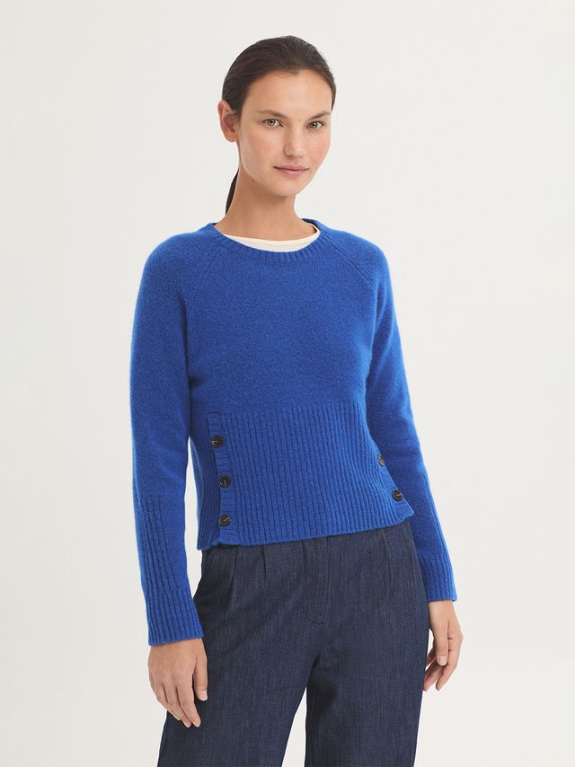Nice Things Button detail short knit jumper Royal Blue