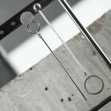 Load image into Gallery viewer, Dansk Theia Asymmetric bar earring Silver Plated
