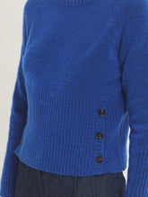 Load image into Gallery viewer, Nice Things Button detail short knit jumper Royal Blue
