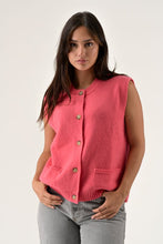 Load image into Gallery viewer, Orfeo Matt knit gilet with patch pocket Rose - CW CW 
