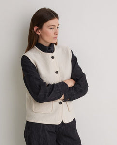 Yerse Boiled wool patch pocket gilet Ecru