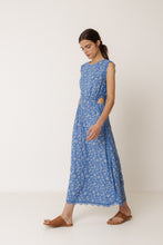 Load image into Gallery viewer, Indi &amp; Cold Long print lace insert dress British Blue - CW CW 
