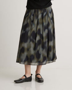 Yerse Blurry watercolour print skirt Khaki