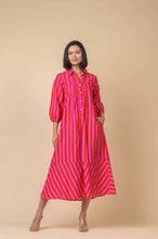 Load image into Gallery viewer, Handprint Dream Apparel Redwood cotton dress soneva Stripe Pink Red - CW CW 
