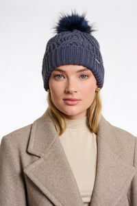 Rino & Pelle Aaf chunky rib detachable pom pom beanie Night Grey