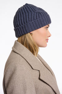 Rino & Pelle Aaf chunky rib detachable pom pom beanie Night Grey