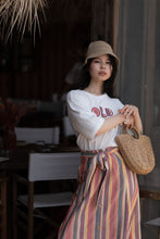 Load image into Gallery viewer, Orfeo Anycia long multi stitch hem skirt Orange stripes - CW CW 
