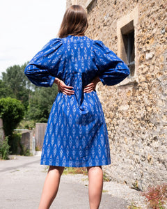 Bibico Kasbah woven dress Blue Ikat