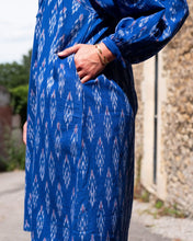 Load image into Gallery viewer, Bibico Kasbah woven dress Blue Ikat
