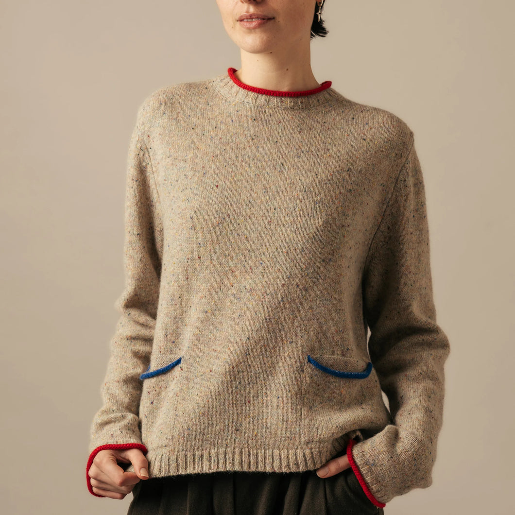 Eribe Tweed nep merino wool sweater Sand