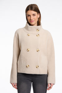 Rino & Pelle Beth fluffy knit structured DB jacket Stone