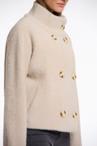 Rino & Pelle Beth fluffy knit structured DB jacket Stone