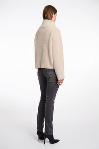 Rino & Pelle Beth fluffy knit structured DB jacket Stone