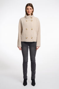 Rino & Pelle Beth fluffy knit structured DB jacket Stone
