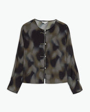 Load image into Gallery viewer, Yerse Blurry watercolour rouleau front blouse Khaki
