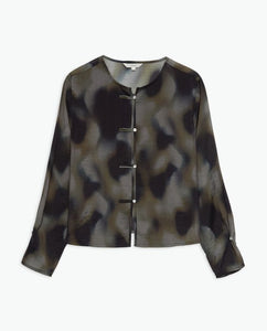 Yerse Blurry watercolour rouleau front blouse Khaki