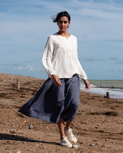 Load image into Gallery viewer, Bibico Una double gauze midi skirt Navy Stripe - CW CW 
