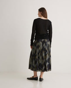 Yerse Blurry watercolour print skirt Khaki