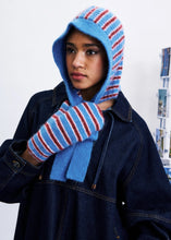 Load image into Gallery viewer, FRNCH Choi striped tie detail knit hood Blue Red
