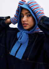 Load image into Gallery viewer, FRNCH Choi striped tie detail knit hood Blue Red
