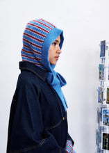 Load image into Gallery viewer, FRNCH Choi striped tie detail knit hood Blue Red
