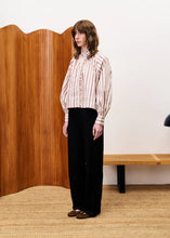 Load image into Gallery viewer, FRNCH Molly striped ruffle detail shirt Creme Bordeaux
