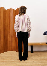 Load image into Gallery viewer, FRNCH Molly striped ruffle detail shirt Creme Bordeaux
