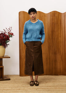 FRNCH Glaieul faux suede skirt Chocolate