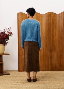 FRNCH Glaieul faux suede skirt Chocolate