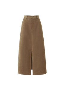 FRNCH Glaieul faux suede skirt Chocolate