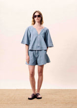 Load image into Gallery viewer, FRNCH Citrine textured denim shirt Washed Blue - CW CW 
