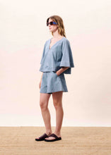 Load image into Gallery viewer, FRNCH Citrine textured denim shirt Washed Blue - CW CW 
