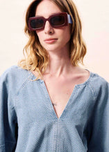 Load image into Gallery viewer, FRNCH Citrine textured denim shirt Washed Blue - CW CW 
