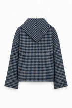 Load image into Gallery viewer, FRNCH Sheffield checkered detatchable scarf jacket Navy Grey
