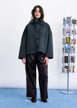 Load image into Gallery viewer, FRNCH Sheffield checkered detatchable scarf jacket Navy Grey

