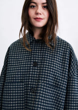 Load image into Gallery viewer, FRNCH Sheffield checkered detatchable scarf jacket Navy Grey
