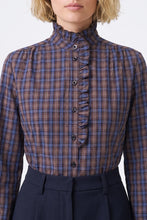 Load image into Gallery viewer, Artlove Saloria woven check ruffle shirt Blue
