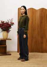Load image into Gallery viewer, FRNCH Peony sheer lacey neck detail knit Khaki
