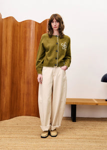 FRNCH Bergamot embellished cardigan Olive