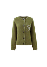 Load image into Gallery viewer, FRNCH Bergamot embellished cardigan Olive
