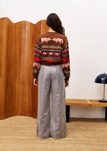 FRNCH Abyssin arty jacquard cardigan Marron Glace