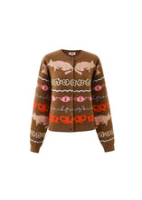 Load image into Gallery viewer, FRNCH Abyssin arty jacquard cardigan Marron Glace
