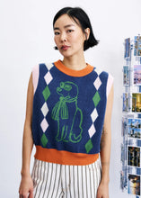 Load image into Gallery viewer, FRNCH Torquay dog jacquard knit tank Marine

