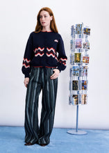 Load image into Gallery viewer, FRNCH Roadtrip jacquard cardigan Navy
