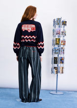 Load image into Gallery viewer, FRNCH Roadtrip jacquard cardigan Navy
