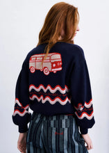 Load image into Gallery viewer, FRNCH Roadtrip jacquard cardigan Navy
