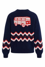 Load image into Gallery viewer, FRNCH Roadtrip jacquard cardigan Navy
