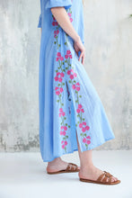 Load image into Gallery viewer, Chico Soleil Kalinda floral embroidered long dress Chambray Blue
